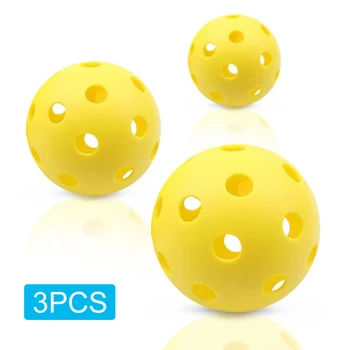 

26 Holes EVA Pickleball Balls for Outdoor Indoor Pickleball Training Yellow Exerciser Equipments Gym Training 3pcs