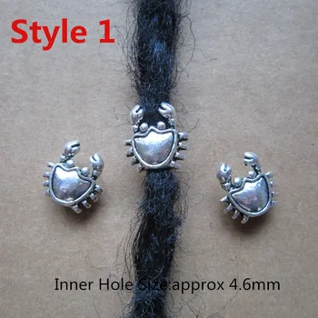 

2pcs/5pcs silver Crab/frog hair braid dread dreadlock beard beads rings tube for men women hair accessories approx 4.6mm hole