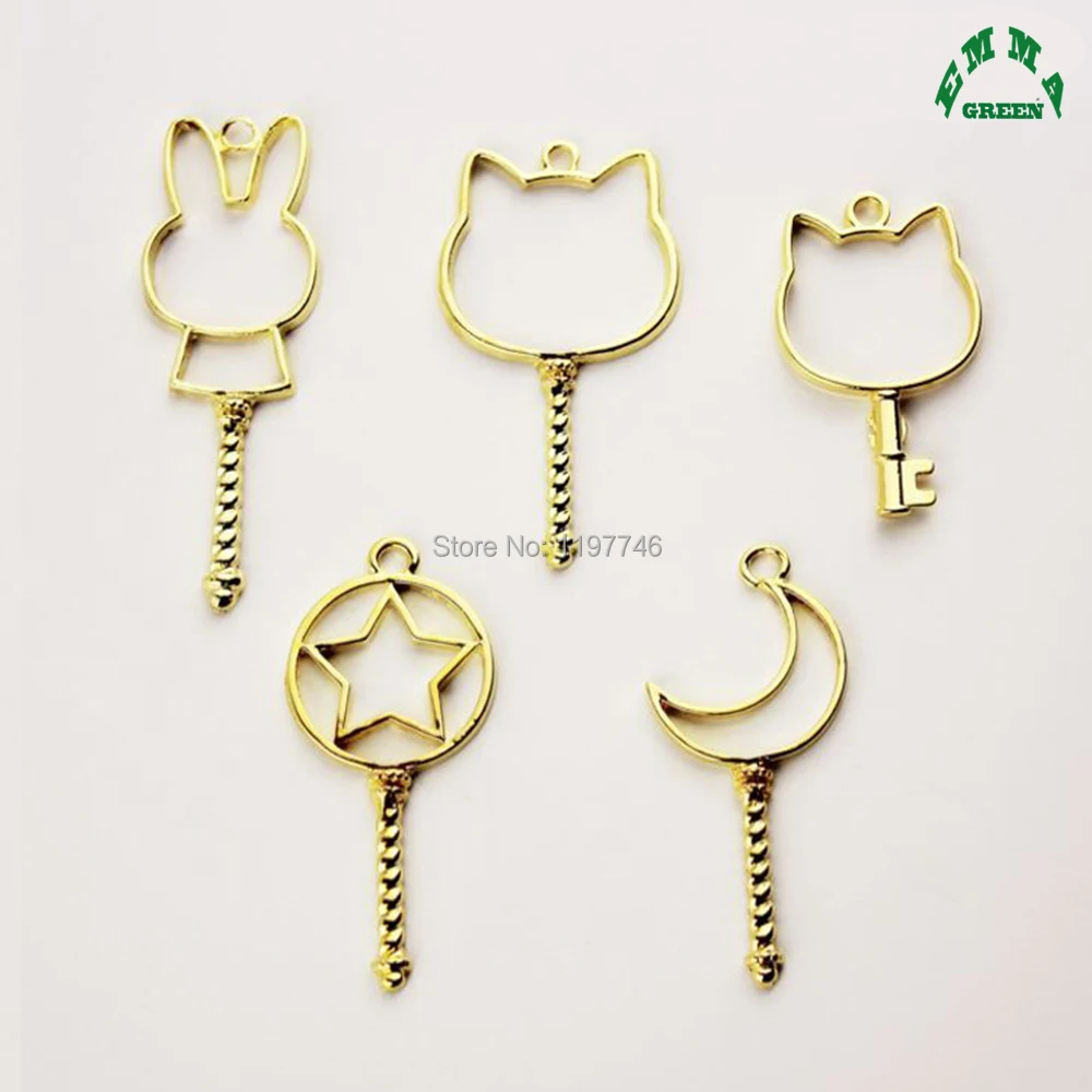 

Gold Charm Hollow Cartoon Cane Cat Rabbit Star Metal Pendants Charms Accessories for Jewelry Making Handmade Finding 20pcs 52mm