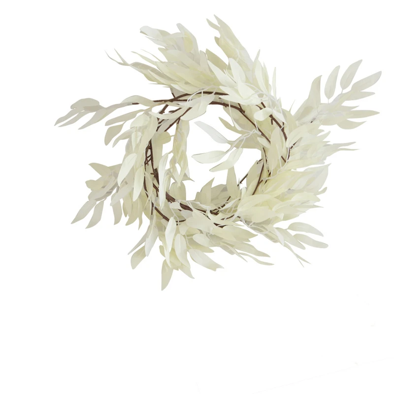 180cm Simulation willow rattan bar ceiling shopping mall winding green plant leaves vine decorative flower plastic green leaves - Цвет: Белый