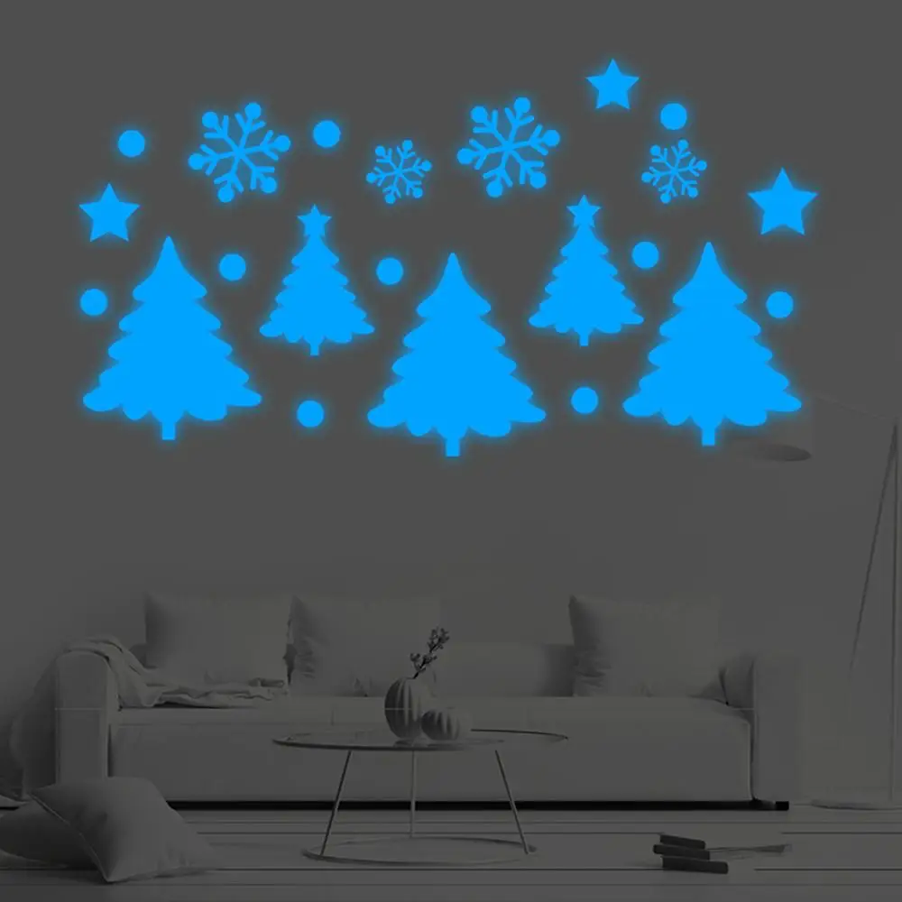D with Luminous Christmas Decoration For Windows Stickers Merry Christmas Wall Sticker Household Removable Glass Window Wall Sticker New Years - Color: D with Luminous