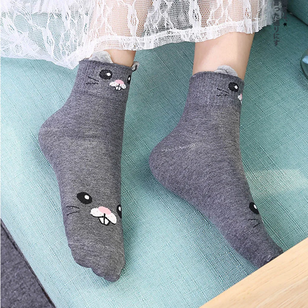

Women Socks Casual Man Comfortable Cotton Socks Animal Ear Animation Character Cute Gift Sock Calcetines Mujer Meias L58