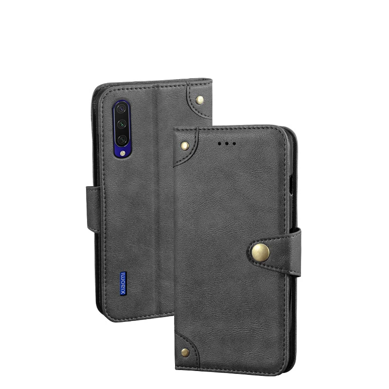 Для Xiaomi mi 9 lite чехол-книжка xio mi 9 lite чехол-накладка из искусственной кожи противоударный силиконовый чехол-накладка роскошный чехол s - Цвет: dark gray