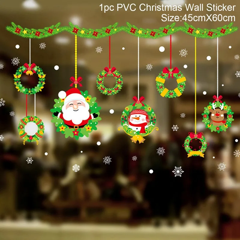 Съемная Наклейка на стену, Рождественское украшение для дома, сделай сам, наклейка на окно, Рождественский Декор, веселое Рождество,, счастливый год, Noel - Цвет: 45cmX60cm 4