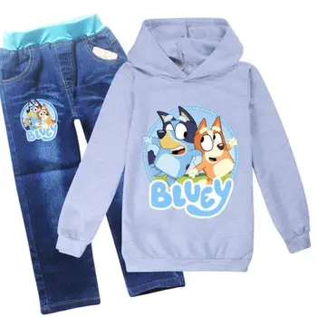 

2020 Children's Sweater Suit Cartoon Clothes Coat+Trousers 2pcs Sets bingo bluey clothes Girls Autumn Casual Sport Outwear