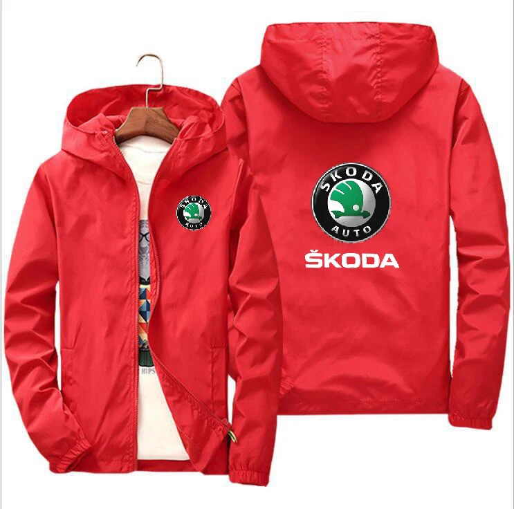Мотоциклетная куртка, ветрозащитная куртка для Skoda с логотипом автомобиля, куртка для езды на мотоцикле, костюм с капюшоном, ветровка, толстовки для гонок, пальто на молнии H - Цвет: as picture