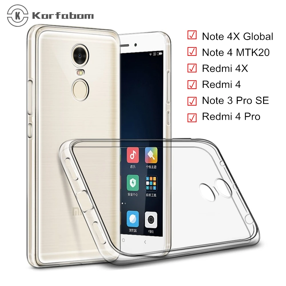 Прозрачный чехол для телефона Xiaomi Redmi Note 3 Pro 152 мм противоударный 4 pro 4X прозрачный