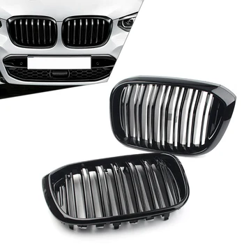 

Glossy Black Car Front Hood Kidney Grille Grill Mesh for 2018 2019 2020 BMW X3 G01 X4 G02 ABS Plastic 2Pcs