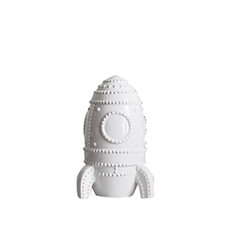  Nordic Style Aerospace Model Simulation Rocket Spaceship Ceramics Craftwork Statue Creative Childre - 4000135377068