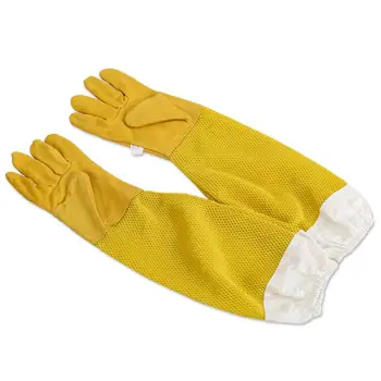 

New Beekeeping Gloves Goatskin Bee Keeping with Vented Beekeeper Long Mesh Fabric Sleeves Synthetic Leather Glove XL Garden Tool