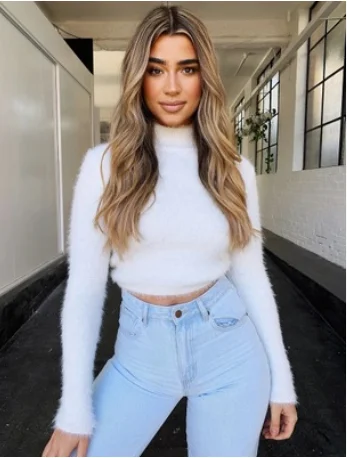 Women Fashion Candy Color Sweater High Neck Plush Fleece Crop Jumper Outwears (S / M L XL) | Женская одежда