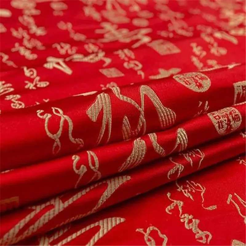 Полиэстер парча ткань Fukurokuju дизайн счастливый значение жаккард узор ткань для традиционного Мужчины Свадебный блейзер