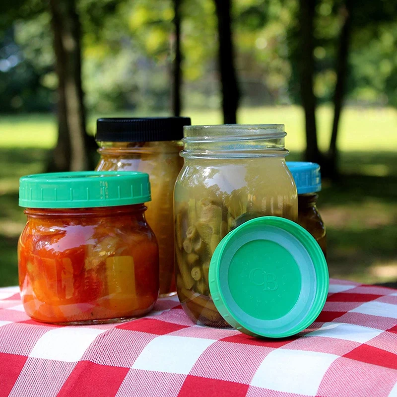 Силиконовые уплотнительные кольца для пластиковых крышек банки каменщика подходят для обычных банок консервирования рта(обычный рот, 48-Pack