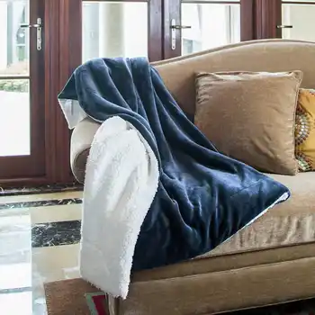 

New 150X200cm Sherpa Lambskin Blanket Thick Double-layer Flannel Fleece Reversible Blanket Wool Blanket Lightweight Blanket Quil
