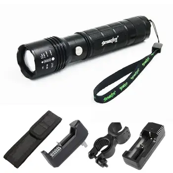 

Portable Zoomable 3500LM T6 LED Tactical Flashlight Torch+Charger+Bicycle Holder Clip+Flashlight Pouch+AC Wall Charger