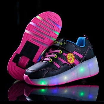 

Pink Blue Children Glowing Sneakers Kids Roller Skate Shoes Children Led Light up Shoes Girls Boys Sneakers with Wheels