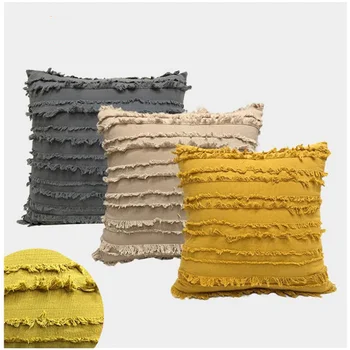 

Soft Tassel pillowcase Ins style comfortable Solid color pillow cases Creative Living Room Sofa Cushion Cover Home Decor