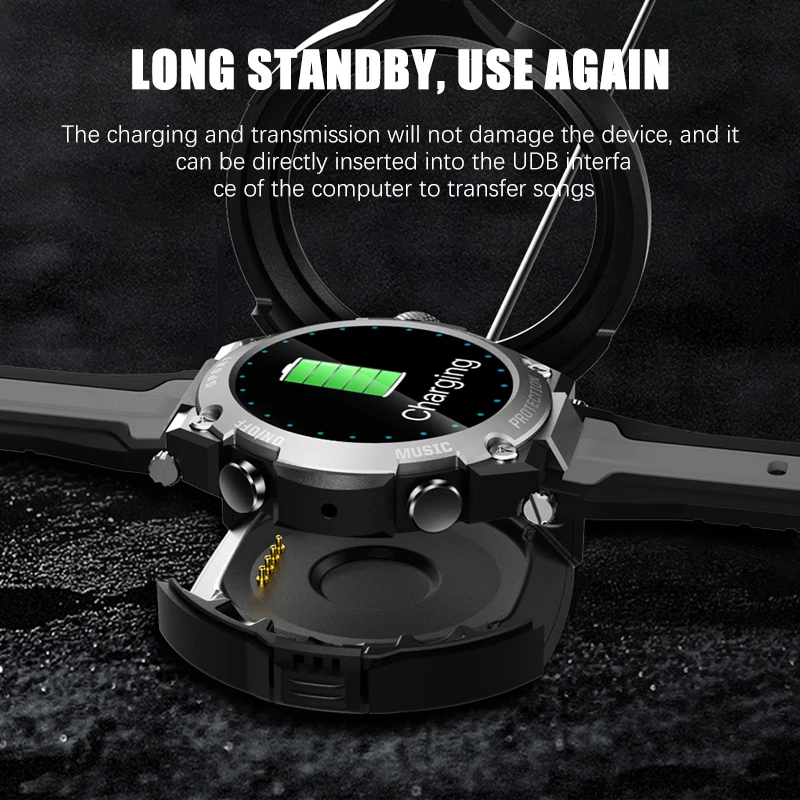LIGE 2021 New Bluetooth Music Smart Watch IP68 Waterproof Heart Rate Monitoring Fitness Outdoor Sport Smartwatch For Android IOS