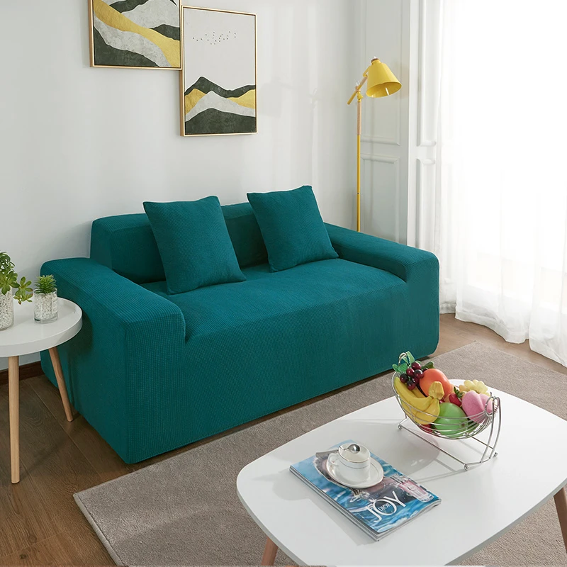 Эластичный чехол для дивана для гостиной водонепроницаемый чехол для дивана сплошной цвет флисовый Противоскользящий секционный l-образный чехол для дивана - Цвет: Model 1