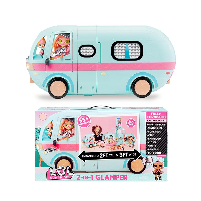 

Original LOL Surprise Dolls 2-in-1 GLAMPER Toys Girls lols OMG Dolls sisters DIY Play House Toys for girl's Birthday Gifts