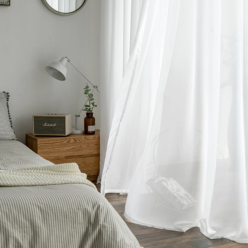 Белый Тюль, занавески для гостиной, спальни, современная сплошная прозрачная вуаль, занавески для кухни, мягкие и прозрачные Занавески