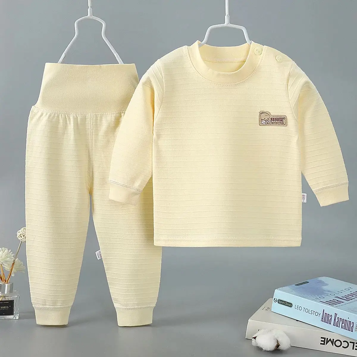 Spring Autumn Children's Sleepwear Suits Pullover Tees Pants 2-Pieces Set Pyjama Clothes Stripe Baby Kids Boy Girl Pajamas 0-4Y cute pajama sets	 Sleepwear & Robes