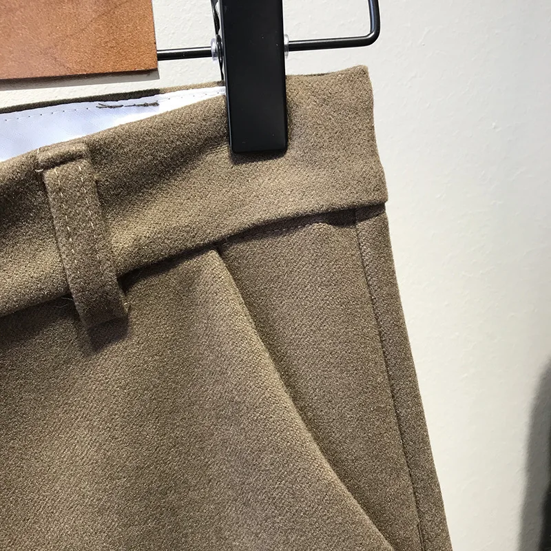 Mooirue Весна Зима Pantalon для женщин Рабочая Высокая талия шерстяные теплые свободные Высокая талия Дамы Pantalon низ