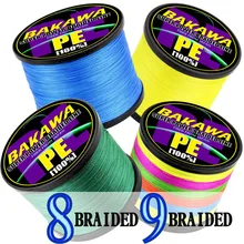 BAKAWA рыболовная леска для ловли карпа, плетеная проволока, спиннинг, мультифиламенто, рыболовный шнур, аксессуары, 8 нитей, 9 нитей, 100 м, 300 м, 1000 м