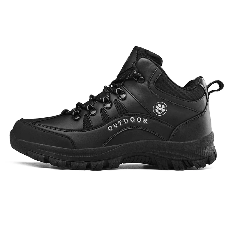 Black Boots VESONAL/теплые зимние ботинки для мужчин; обувь для взрослых; походные ботинки; Короткие Плюшевые мужские Ботильоны; прорезиненный костюм - Цвет: Black Boots