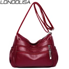 LONOOLISA повседневные кожаные сумки через плечо для женщин Sac основной Femme роскошные сумки много Pockrts сумка на плечо Bolsa Feminina