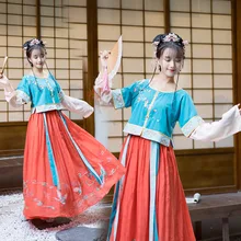 Вышивка танцевальные костюмы ханьфу женский народный праздничный наряд китайская фея платье певцы рейв представление одежда 2 шт. DC3447