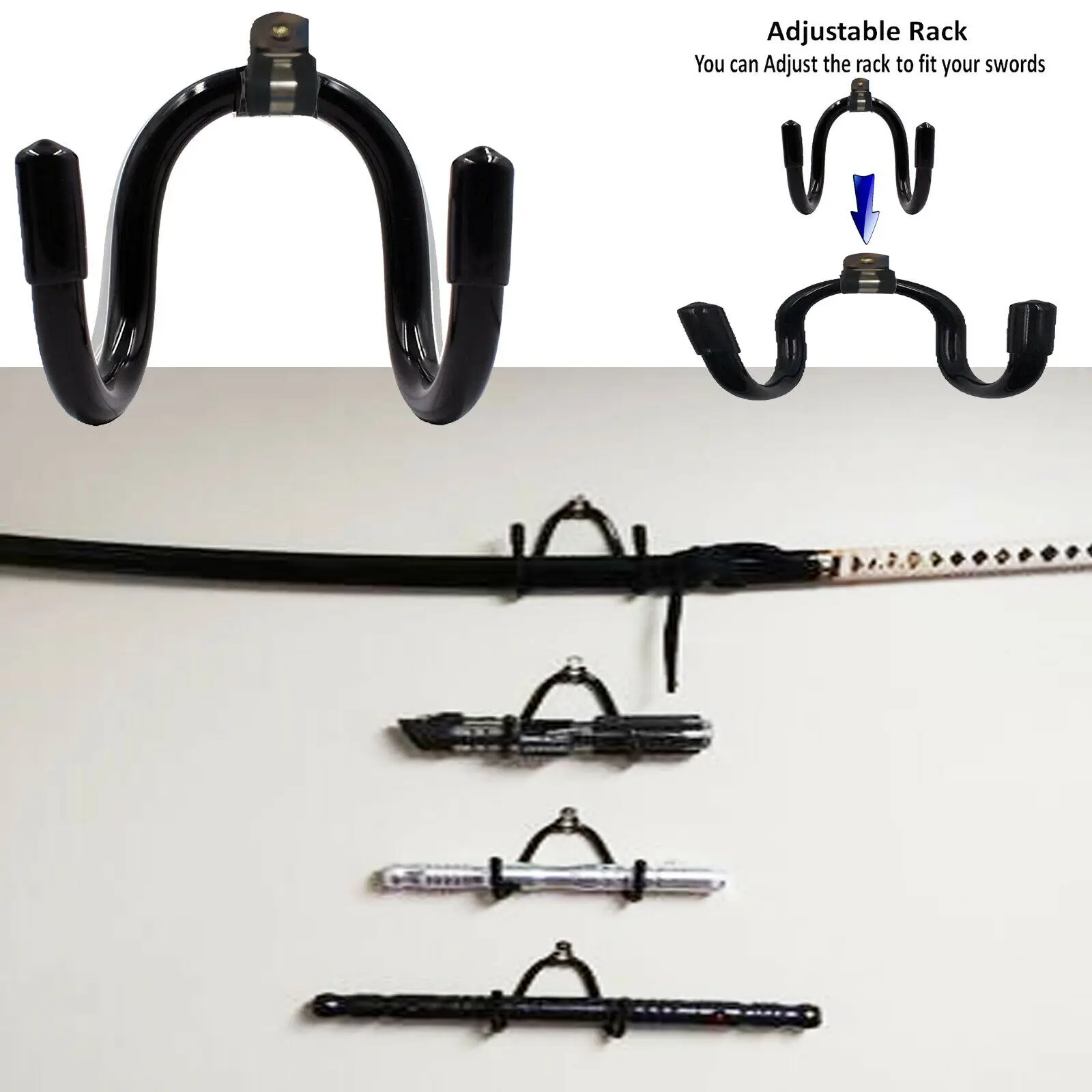 2x Flexible Wall Mount Stand Rack for Samurai Bushido Sword Display Universal 