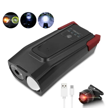 

Bike Front Light USB Rechargeable Smart Bicycle Light Induction 4000mAh With Horn LED Taillight Bike Night Riding Light