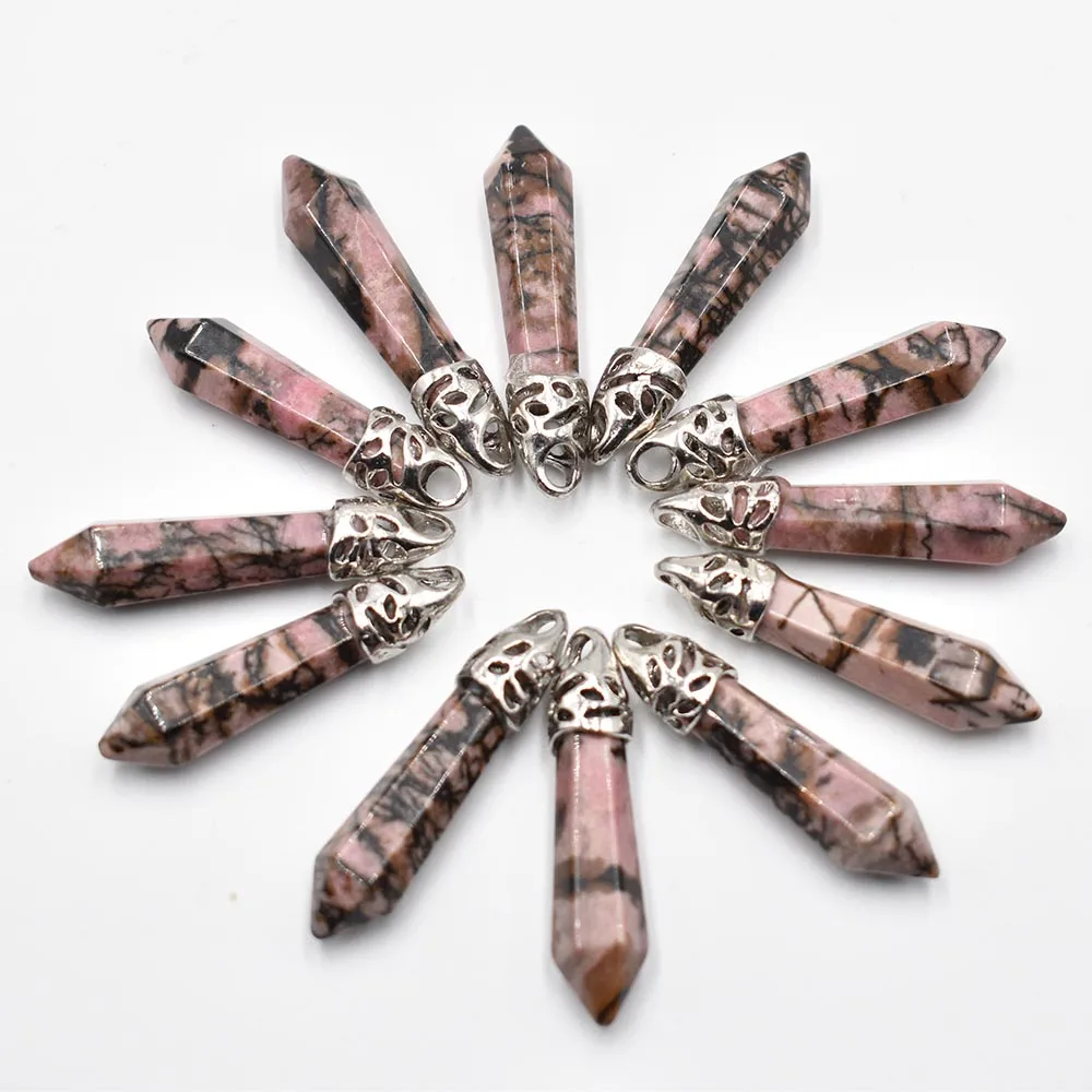 

Fashion good quality natural Rhodochrosite stone pillar charms pendants 10x32mm for jewelry making 12pcs/lot wholesale free