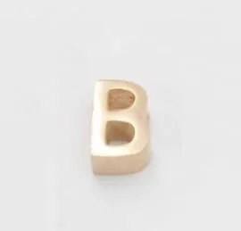 B Fnixtar 3*8 мм розовое золото цвет нержавеющая сталь Зеркальная полировка шарик 1,8 мм шарик с маленьким отверстием буквы алфавита A-Z Шарм 5 шт./лот - Окраска металла: B