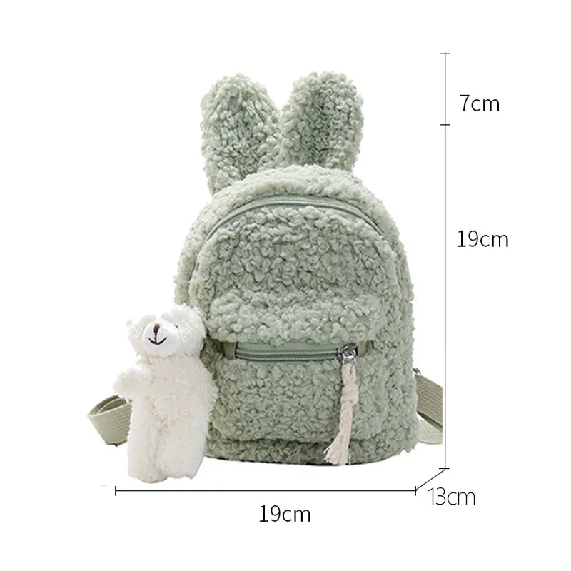 2021 Korean Style Kid\'s Backpack Children\'s Plush Student Backpack  Simple Shoulder Bag Plush Rabbit Bag Tide Child Girl Purse
