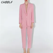 CHBBLF женский элегантный полосатый блейзер с надрезом воротник с одной пуговицей карманы с длинным рукавом Женская Повседневная стильная верхняя одежда пальто CDC9279