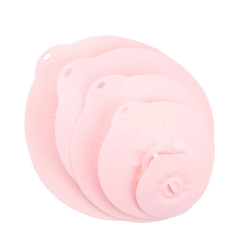 pink 5 шт. набор силиконовых крышек для чашек, многоразовые герметичные крышки, герметичные крышки для сохранения пищевых продуктов, вакуумные крышки для перелива, кухонные аксессуары - Цвет: pink