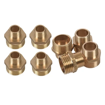 

8pcs BSP Male Thread Brass Pipe Hex Nipple Fitting - 4Pcs 1/2 Inch BSP to 3/8 Inch & 4Pcs 1/2 Inch BSP to 1/4 Inch