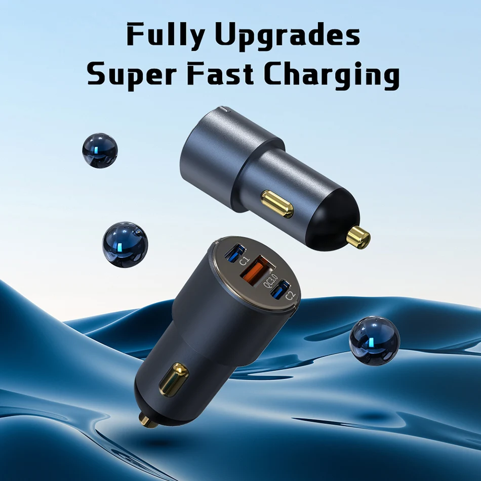 65 watt charger phone URVNS USB C Car Charger 3-Port 66W PD3.0/PPS QC3.0 AFC Fast Charging for iPhone 13/12/11 iPad Samsung S21/S20 note20/10 Xiaomi usb car charge