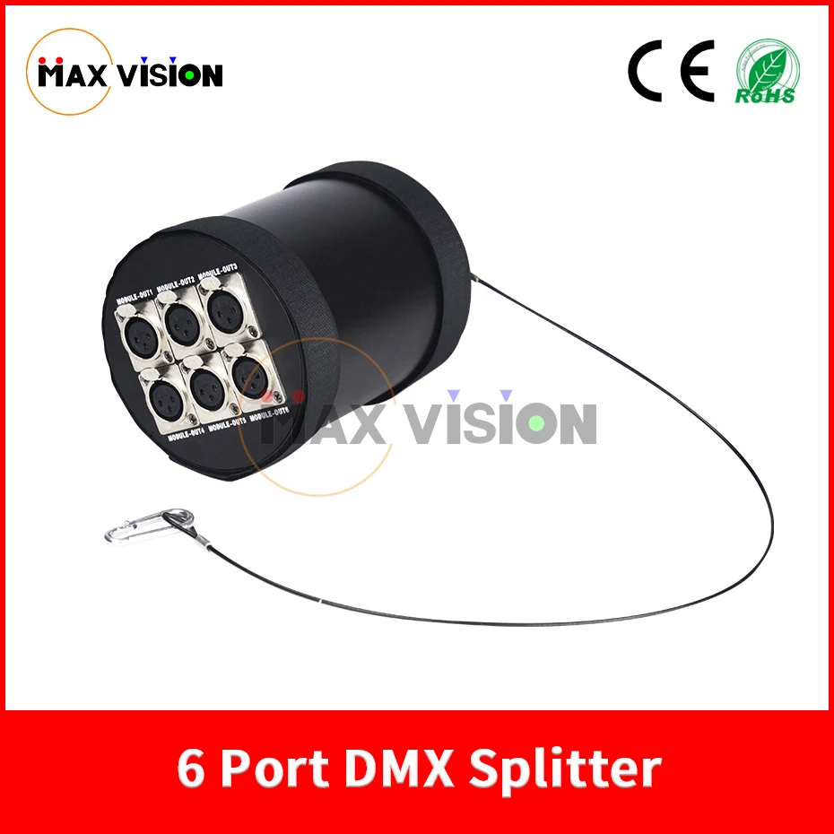 

1pc Dmx Controller 6 Port DMX Splitter Output 512x 6 Channels For Dj Disco Stage Light Control