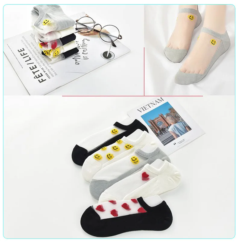 

Crystal Socks Sheer Patchwork Transparent Harajuku Striped Fashion Women New
