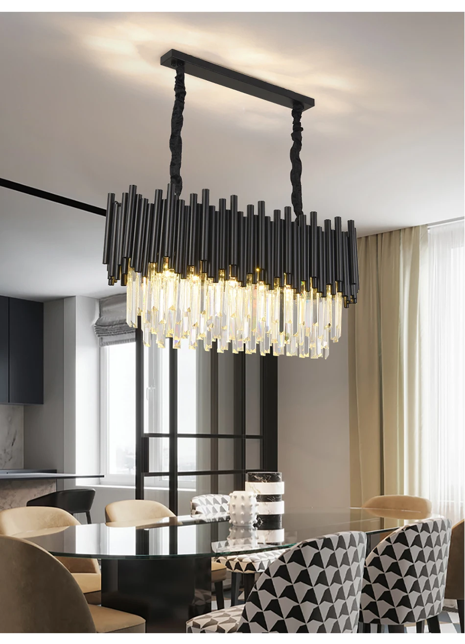 Shop Luxury Black Oval Crystal Chandelier for Dining Room – Toplightstore