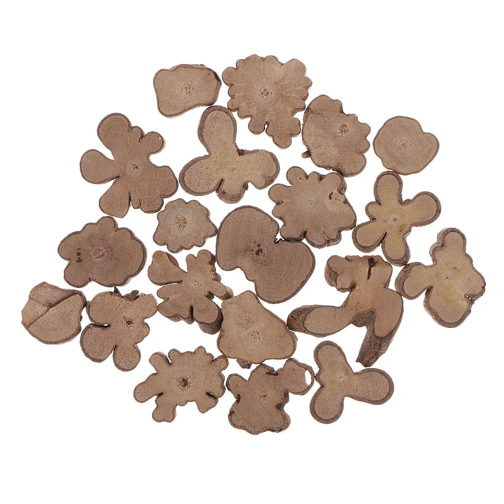 20pcs Irregular Shapes Wood Log Slices Discs Decorative Rustic Wedding Table