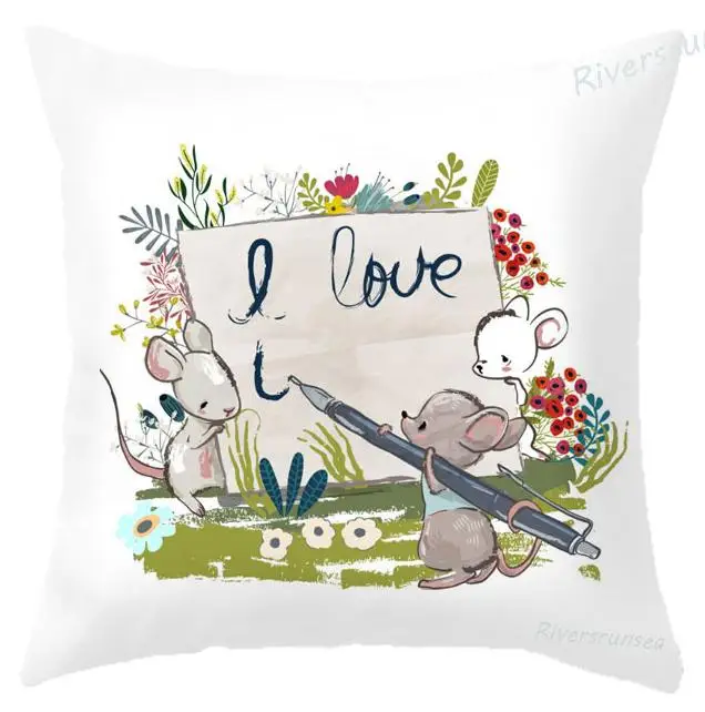 Minimalist Decor Cute Rabbit Cushion Lovely Animal Mouse Squirrel Deer Bunny Pillow Best Friend Postman For Children Kids Gift - Цвет: A14