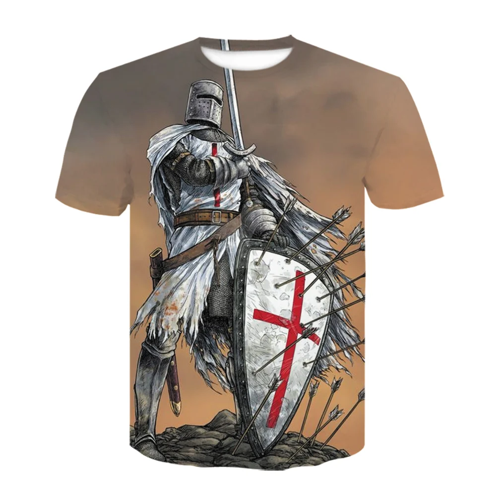 

New Knights templar 3D T shirt Men/women Fashion Tshirts Casual Short Sleeve T shirts Boys/girls Tees O-Neck Cool mens clothing