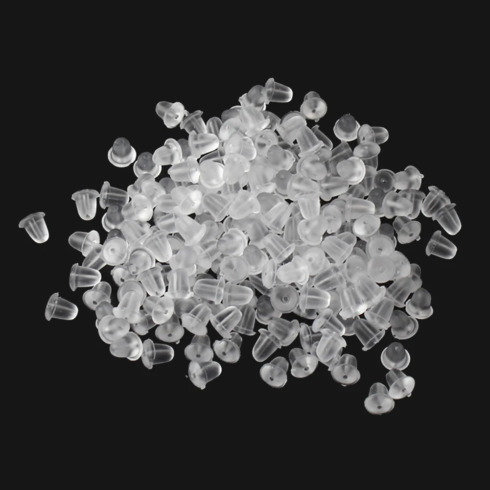 100pcs/lot Clear Soft Silicone Rubber Earring Backs Safety Bullet Stopper Rubber Jewelry Accessories DIY Parts Ear Plugging