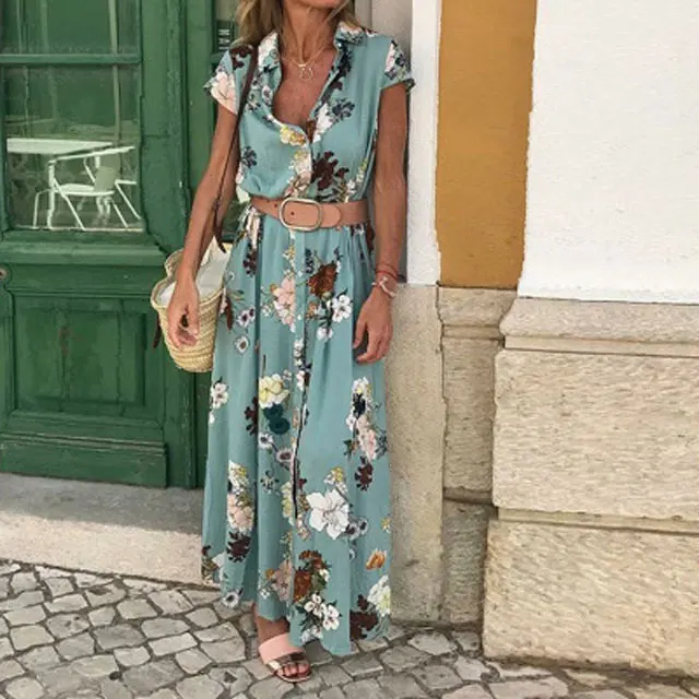 Women Summer Dress Boho Long Maxi Dress Short sleeved Party Beach Dresses 2020 New fashion Female Split Sundress Women Summer Dress Boho Long Maxi Dress Short sleeved Party Beach Dresses 2020 New fashion Female Split Sundress