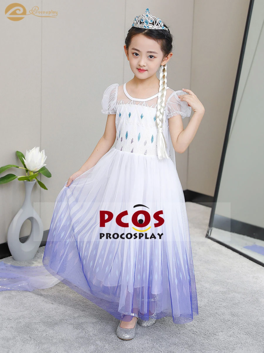 

ProCosplay Ice Queen Summer Cosplay Children Elsa Evening Dress cosplay costume for Kid Halloween short sleevemp005587