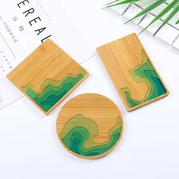 

Handmade Natural Wood Coaster Round Square Teacup Mat Bamboo Wooden Coasters for Drinks Resin Art Crafts